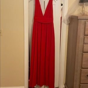 LULUS Red, deep v front & back maxi!